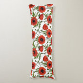 ポピー類、赤と緑が白 ボディピロー (正面縦)