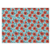 ポピー類、赤と青がプールブルー テーブルクロス (正面(横))