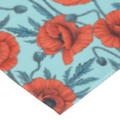 ポピー類、赤と青がプールブルー テーブルクロス (アングル)