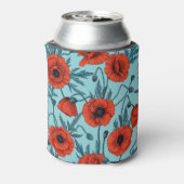 ポピー類、赤と青がプールブルー 缶クーラー (缶裏面)