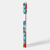 ポピー類、赤と青がプールブルー iPhoneケース (右側面)