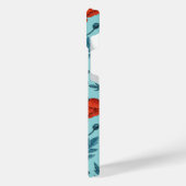 ポピー類、赤と青がプールブルー iPhoneケース (左側面)