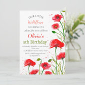 ポピー5th誕生日ガールレッドフローラ 招待状 (スタンド正面)