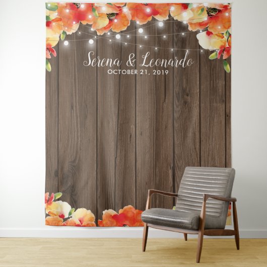 ポピー ウェディング フォトブース ラスティック ストリング ライト タペストリー (インサイチュ)