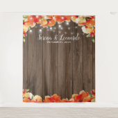 ポピー ウェディング フォトブース ラスティック ストリング ライト タペストリー (正面)