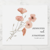 ポピー・オレンジフラワー結婚ズ スパークリングワインラベル (シングルラベル)