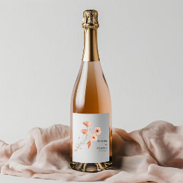ポピー・オレンジフラワー結婚ズ スパークリングワインラベル