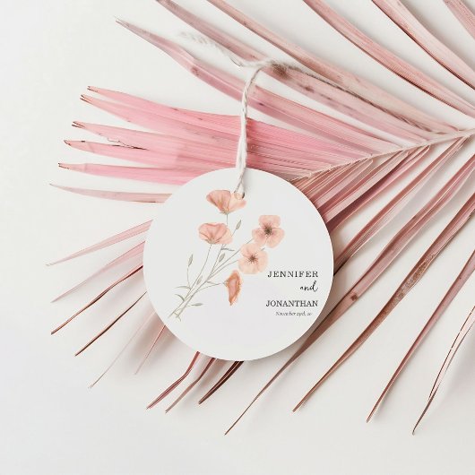 ポピー・オレンジフラワー結婚ズ フェイバータグ