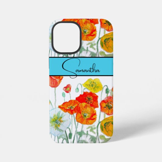 ポピー オレンジ 赤 水彩 花 フラワー 携帯電話ケース iPhoneケース (裏面)