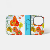 ポピー オレンジ 赤 水彩 花 フラワー 携帯 iPhoneケース (裏面横)