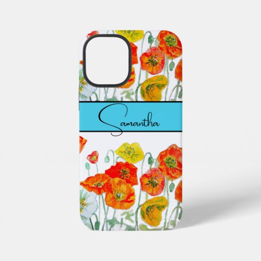 ポピー オレンジ 赤 水彩 花 フラワー 携帯 iPhoneケース (裏面)