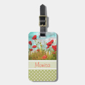 ポピー（ケシ）の花のオーダーメイド荷物タグ ラゲッジタグ (正面縦)