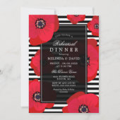 ポピー&ストライプ – ブラック&レッドリハーサルディナー 招待状 (正面)