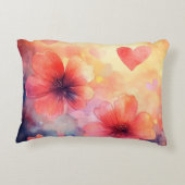 ポピー&ハート – ロマンチックな水彩ピロー アクセントクッション (裏面)