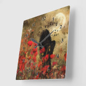 ポピー・フィールド・アート絵画の壁時計の女性 スクエア壁時計 (傾斜)