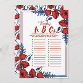 ポピー フラワーベイビーシャワー ベイビー ABC ゲーム 招待状 (正面/裏面)