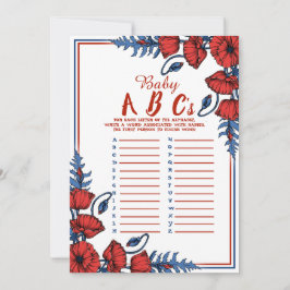 ポピー フラワーベイビーシャワー 赤ちゃんのABCゲーム 招待状
