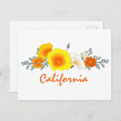 ポピー・ブーケとカリフォルニア文字葉書 ポストカード (正面/裏面)