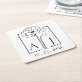 ポピー・モノグラム スクエアペーパーコースター (アングル)