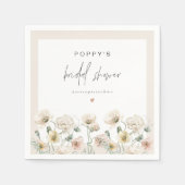 ポピー ラスティック パステル ワイルドフラワー ブライダル シャワー スタンダードカクテルナプキン (正面)