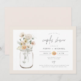 ポピー ラスティック ワイルドフラワー メイソンジャー カップルシャワー 招待状