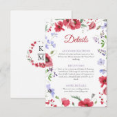 ポピー&ラベンダー 水彩花のウェディングディテール エンクロージャーカード (正面/裏面)