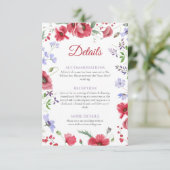 ポピー&ラベンダー 水彩花のウェディングディテール エンクロージャーカード (スタンド正面)