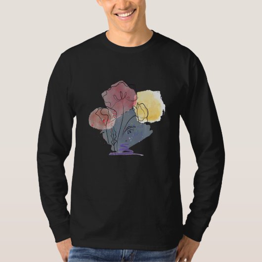 ポピー 水彩 ポピー の種 赤色 植物画 ポピー Tシャツ (正面)