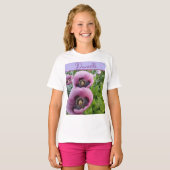 ポピー 紫色の花 フラワー ガールズ 名前 誕生日 Tシャツ (正面フル)