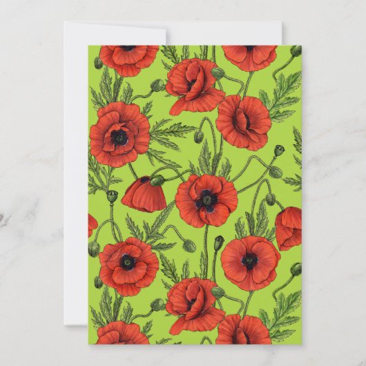 ポピー、赤、緑のライムグリーン (正面)