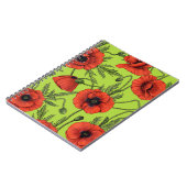 ポピー、赤、緑のライムグリーン ノートブック (左側)