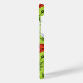 ポピー、赤、緑のライムグリーン iPhoneケース (左側面)