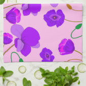 ポピー(Papaver somniferum)薄紫 キッチンタオル (折り畳み)