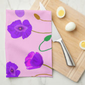 ポピー(Papaver somniferum)薄紫 キッチンタオル (四つ折り)