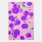 ポピー(Papaver somniferum)薄紫 キッチンタオル (縦)