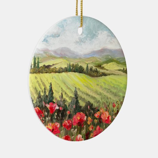ポピーinトスカーナ風光明媚オーナメント セラミックオーナメント (右)