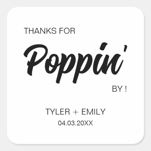 ポピ感謝していン用ブライダルシャワー結婚式の引き出物 スクエアシール (正面)