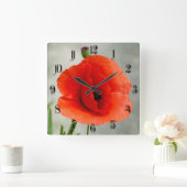 ポピ独身のーの花の写真 スクエア壁時計 (ホーム)
