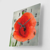 ポピ独身のーの花の写真 スクエア壁時計 (傾斜)