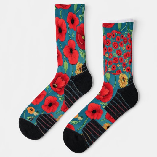 ポピ祝ーの花の生活の美しい ソックス (左)