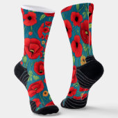 ポピ祝ーの花の生活の美しい ソックス (傾斜あり)