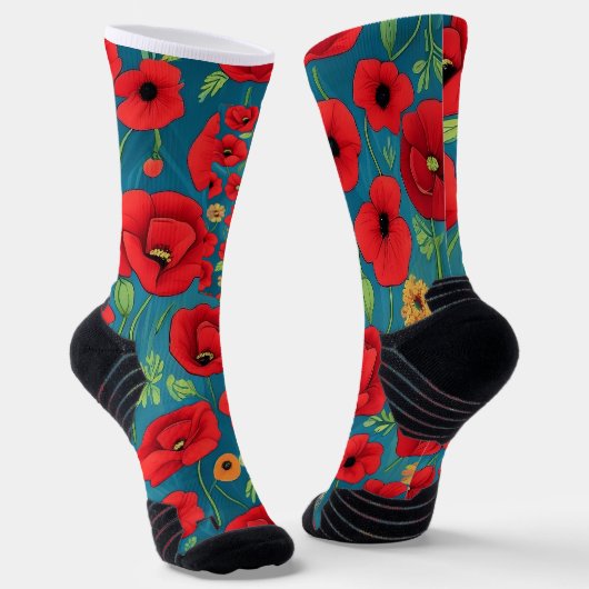 ポピ祝ーの花の生活の美しい ソックス (傾斜あり)