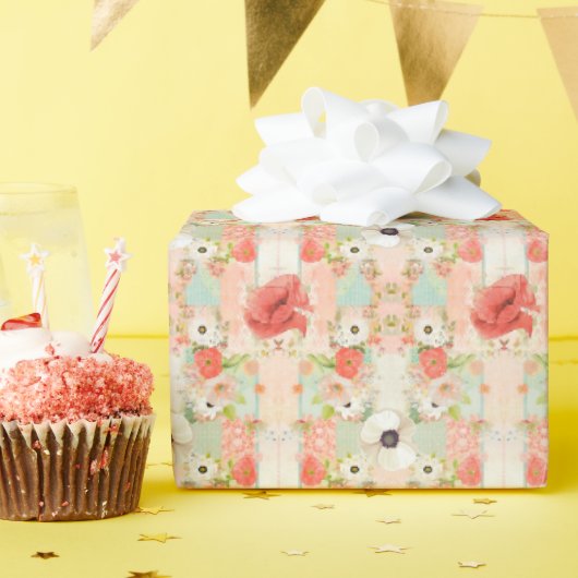 ポピ赤と白ーヴィンテージ ラッピングペーパー (誕生日パーティー)