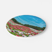 ポピ赤と白ー畑 ペーパープレート (アングル)