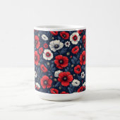 ポピ鮮やか赤と白ーの花 コーヒーマグカップ (中央)