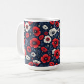 ポピ鮮やか赤と白ーの花 コーヒーマグカップ (正面左)