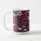 ポピ鮮やか赤と白ーの花 コーヒーマグカップ (左)