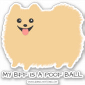 ポフおもしろいボールポメラニア犬かわいい漫画の犬 シール (正面)