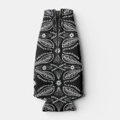 ポブラノス葉抽象芸術パターン白黒 ボトルクーラー (裏面)