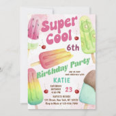 ポプシクルすごいパーティークールガール誕生日招待状 招待状 (正面)